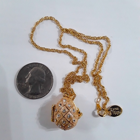 NWOT Keren Kopal Gold Egg Pendant with Apple Inside - Picture 4 of 7